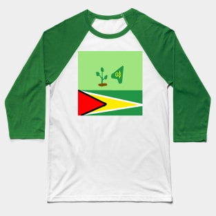 Sporty Guyana Design on Green Background Baseball T-Shirt